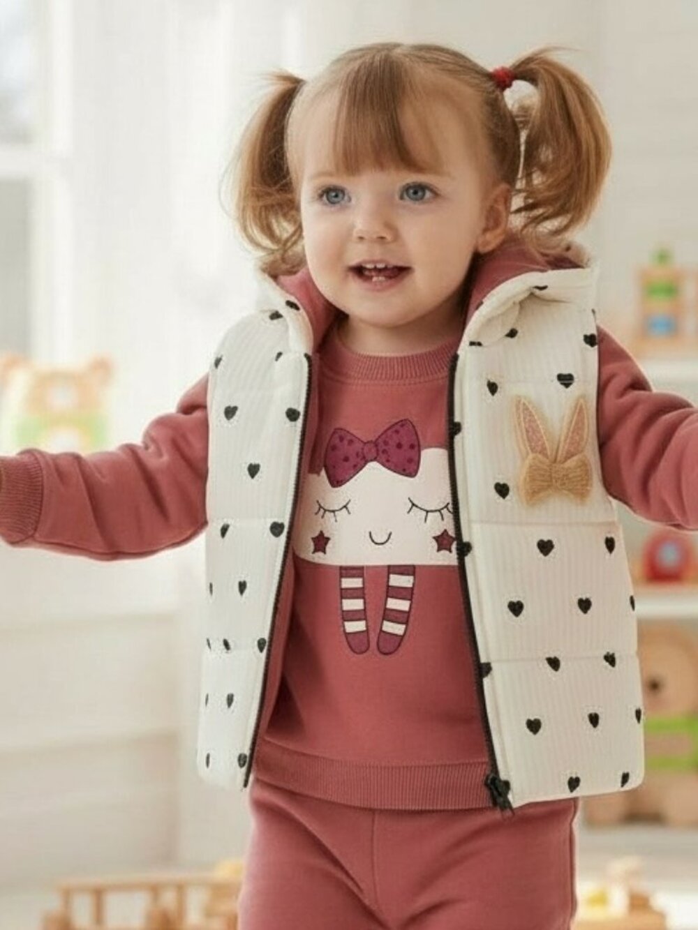 Toddler Girl 3-Piece Outfit Set – Vest, Sweatshirt & Pants